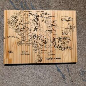 Engraved Middle‑Earth Wooden Map – Handcrafted Fantasy Décor for Tolkien Fans