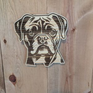 Boxer Dog Engraved Wooden Wall Art – Handcrafted Rustic Pet Lover Décor