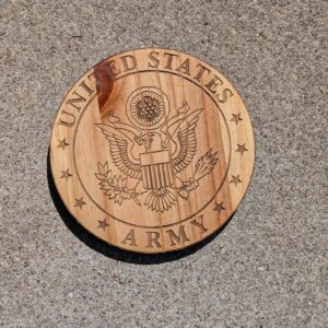 United States Army Engraved Wooden Plaque – Patriotic Laser‑Etched Military Emblem Décor