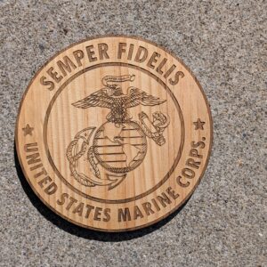 United States Marine Corps Engraved Wooden Plaque – “Semper Fidelis” Laser‑Etched Military Emblem Décor