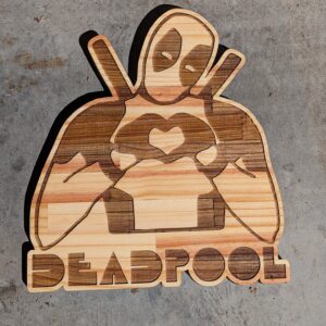Deadpool Engraved Wooden Wall Art – Handmade Comic‑Style Superhero Decor