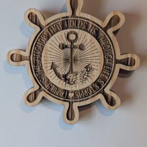 “Family Is the Anchor” Nautical Engraved Wooden Plaque – Rustic Maritime Home Décor