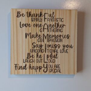 Inspirational Engraved Wooden Wall Art – “Be Thankful, Make Memories, Find Happy” Rustic Home Décor