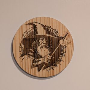 Engraved Wizard Wooden Plaque – Mystical Laser‑Etched Fantasy Art Décor