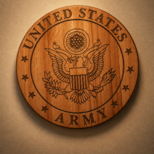 United States Army Engraved Wooden Plaque – Patriotic Laser‑Etched Military Emblem Décor