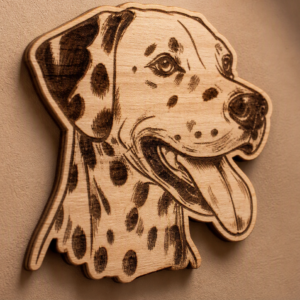 Dalmatian Dog Laser‑Engraved Wood Art – Handcrafted Pine Pet Portrait Décor