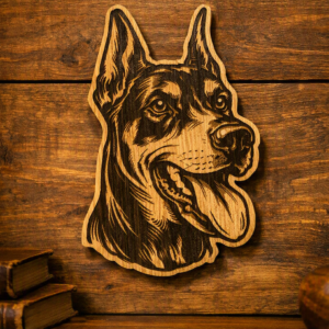 Handcrafted Wooden Doberman Wall Art – Bold Rustic Décor for Dog Lovers