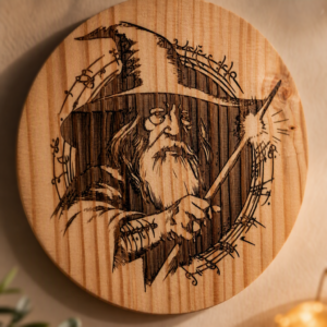 Engraved Wizard Wooden Plaque – Mystical Laser‑Etched Fantasy Art Décor