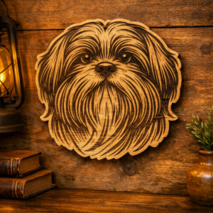 Handcrafted Wooden Shih Tzu Wall Art – Cozy Rustic Décor for Dog Lovers