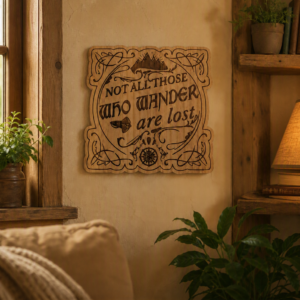 Not All Who Wander Are Lost – Laser‑Engraved LOTR Wooden Adventure Plaque
